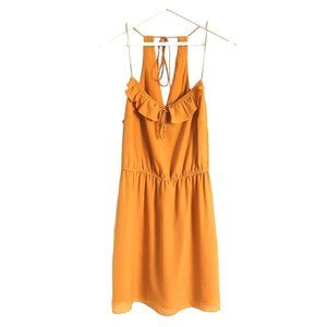 BCBGeneration Ruffles Mustard Yellow Orange Fit And Flare Dress size S Small